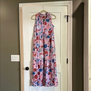 Pink Floral Sleeveless Dress